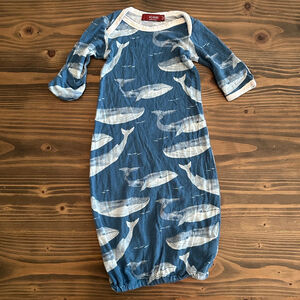 Baby Milkbarn Blue White Whale Print Sleep Sack 0-3 Months